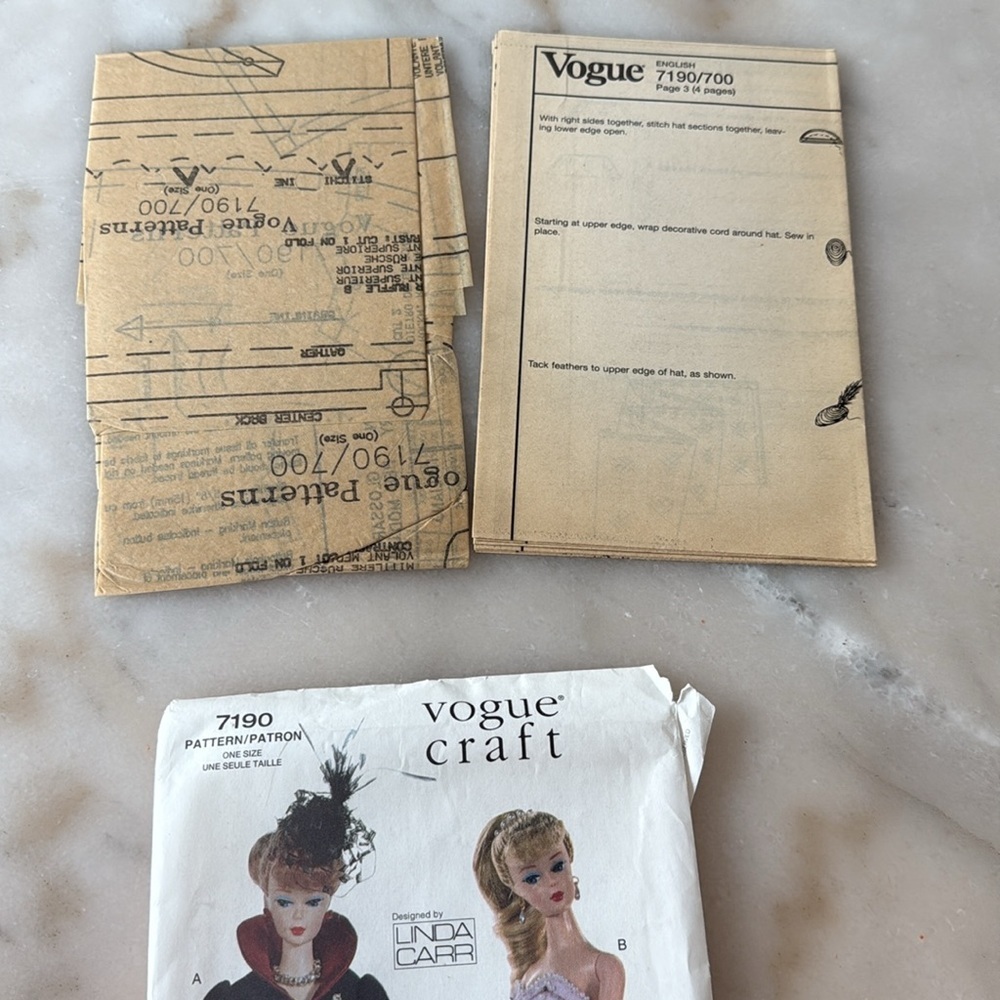 VOGUE CRAFT PATTERNS 7352 7190 FASHION DOLL CLOTHES CIRCA 1940 1950 Linda Carr - Picture 7 of 8